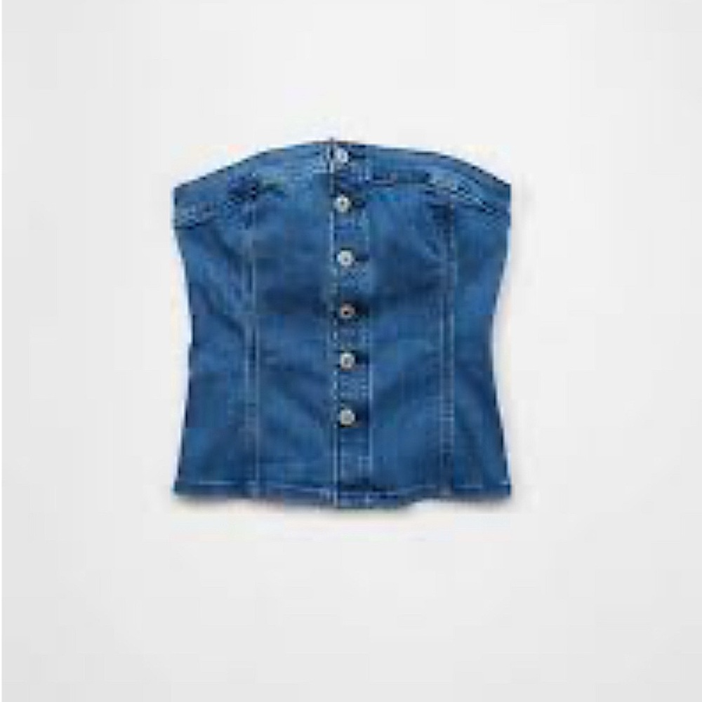NWT American Eagle Denim Button-Up Strapless Top